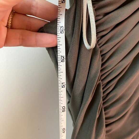 Calvin Klein Grecian Goddess Olive Asymmetrical Draped Gown – Size 8 - Picture 4 of 14